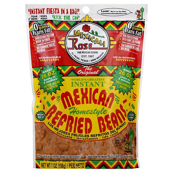 Mexicali Rose Beans Refried Instant Homestyle Bag - 7 Oz
