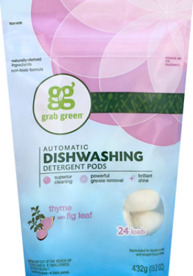 Grab Green Dishwashing Detergent Pods Automatic Thyme with Fig Leaf 24 Count - 15.2 Oz - Image 2