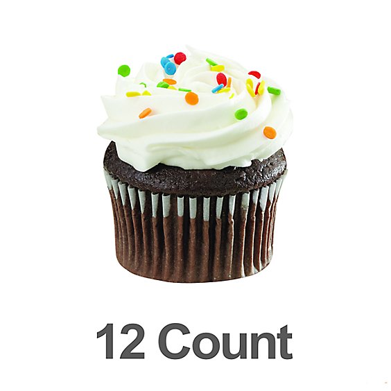 Bakery Cupcake Chocolate With White Icing 12 Count - Each