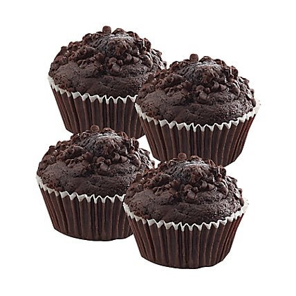 Bakery Muffins Double Dutch Chocolate 4 Count - Each - Image 1