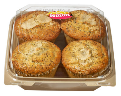 Bakery Muffins Lemon Poppy 4 Count - Each - Image 1