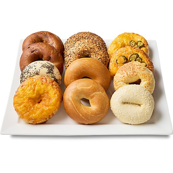 Bakery Tray Bagels Assorted - 12 Count