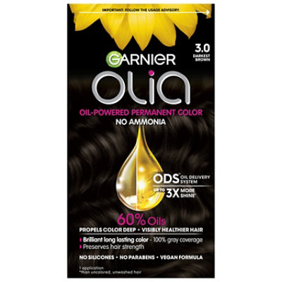 Garnier Olia Oil Powered 3.0 Darkest Brown Permanent Hair Color - Each - Image 1