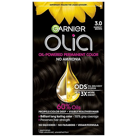Garnier Olia Oil Powered 3.0 Darkest Brown Permanent Hair Color - Each