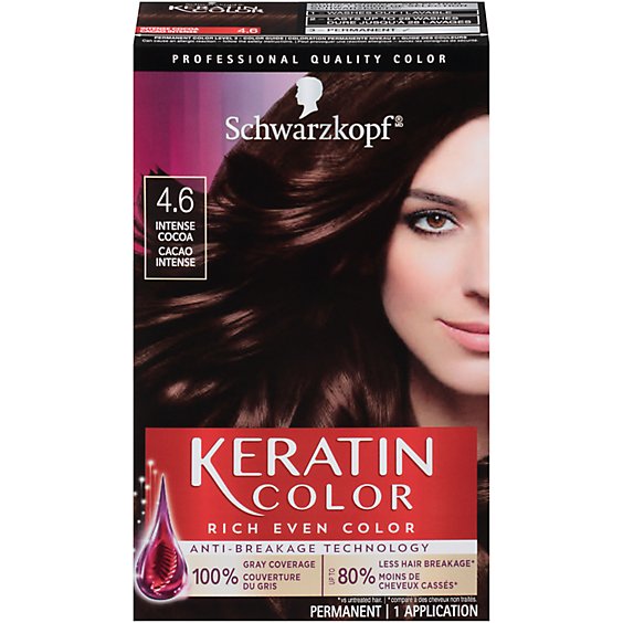 Schwarzkopf Keratin Color 4.6 Intense Cocoa Permanent Hair Color Cream - Each