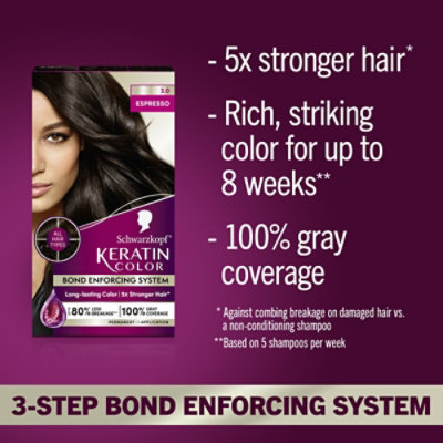 Schwarzkopf Keratin Color 3.0 Espresso Permanent Hair Color Cream - Each - Image 3