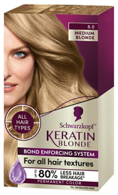 Schwarzkopf Keratin Color Haircolor Permanent Medium Blonde 8.0 - Each Jewel-Osco