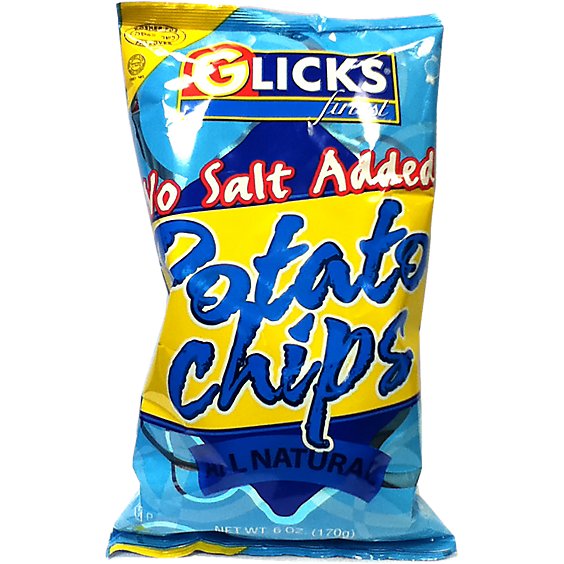 Glicks Potato Chips No Salt - 6 Oz