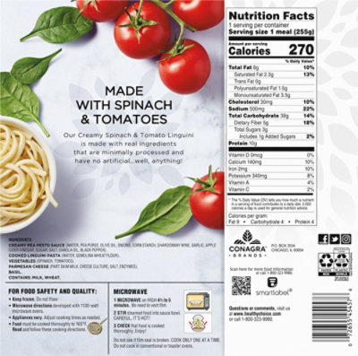 Healthy Choice Simply Steamer Creamy Spinach & Tomato Linguini Frozen Meal - 9 Oz - Image 6