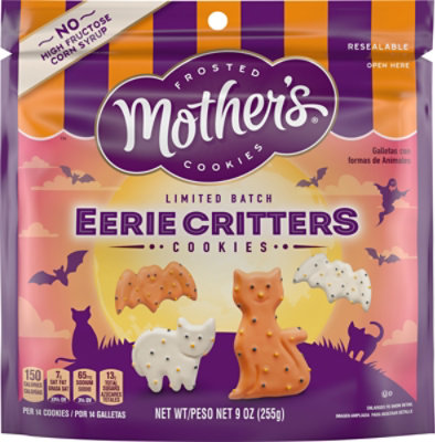 Mother’s Limited Batch Eerie Critters Shortbread Frosted Animal Cookies Resealable Bag - 9 Oz - Image 1