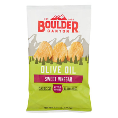 Boulder Canyon Authentic Foods Potato Chips Kettle Cooked Olive Oil Sweet Vinegar - 5.25 Oz