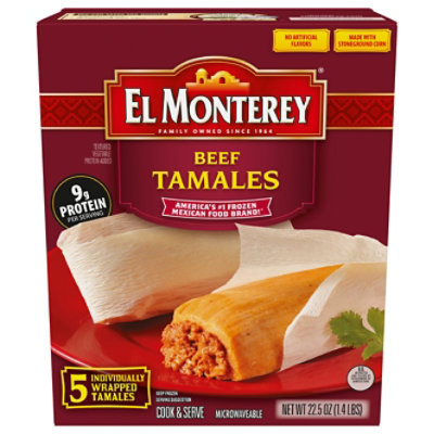 El Monterey Frozen Mexican Beef Tamales 5 Count - 22.5 Oz - Image 2