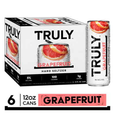 Truly Hard Seltzer Spiked & Sparkling Water Grapefruit & Pomelo 5% ABV Slim Cans - 6-12 Fl. Oz.