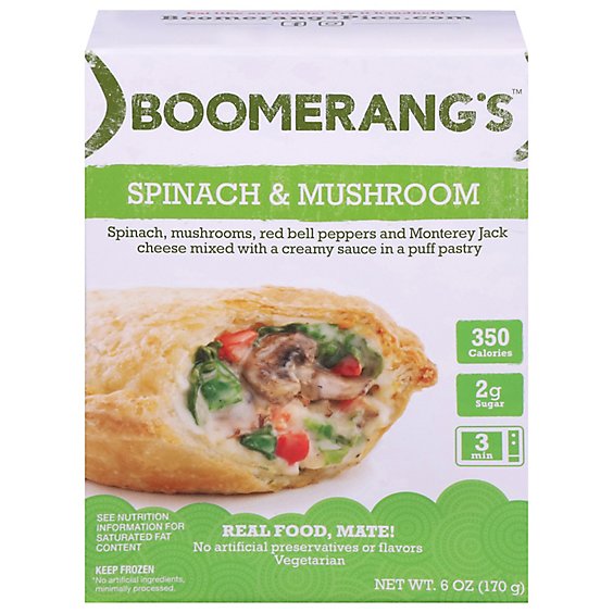 Boomerangs Entree Natural Spnch Mushroom - 6 Oz