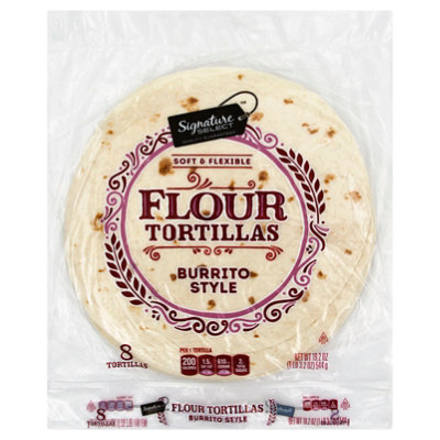 Signature SELECT Tortillas Flour Burrito Style 8 Count - 19.2 Oz