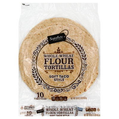 Signature SELECT Soft Taco Style Whole Wheat Flour Tortillas Bag 10 Count - 16 Oz - Image 1