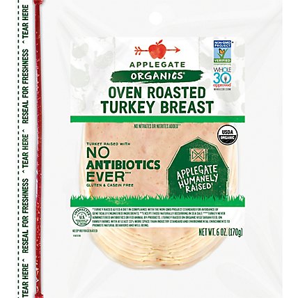 Applegate Organic Oven Roasted Turkey Breast - 6 Oz - Image 2