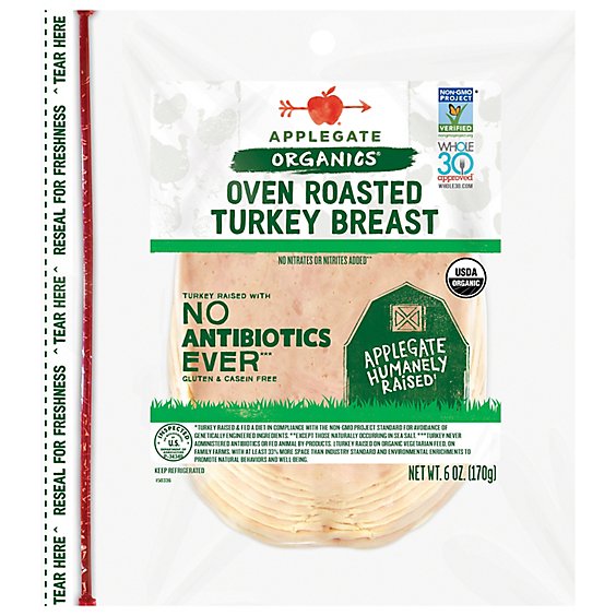 Applegate Organic Oven Roasted Turkey Breast - 6 Oz
