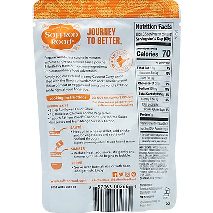 Saffron Road Simmer Sauce Halal Korma Coconut Curry Mild Heat - 7 Oz - Image 6