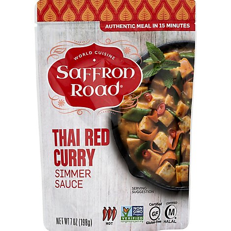 Saffron Road Simmer Sauce Halal Thai Red Curry High Heat - 7 Oz