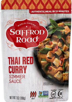 Saffron Road Simmer Sauce Halal Thai Red Curry High Heat - 7 Oz