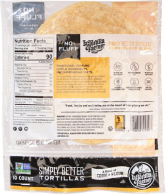 La Tortilla Factory Tortillas Corn+Flour 50/50 Stoneground Bag 10 Count - 11.29 Oz - Image 6