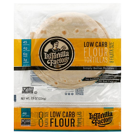 La Tortilla Factory Tortillas Flour Low Carb Bag 8 Count - 7.9 Oz