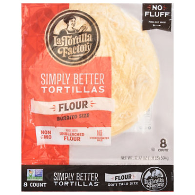 La Tortilla Factory Tortillas Flour Burrito Size Bag 8 Count - 17.77 Oz