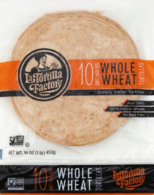 La Tortilla Factory Tortillas Whole Wheat Soft Taco Size Bag 10 Count - 16 Oz - Image 2