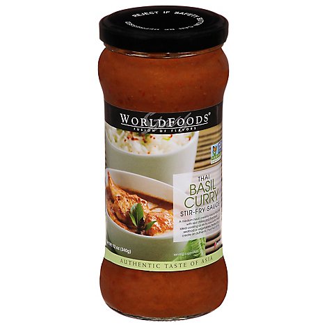 World Foods Cooking Sauce Thai Basil Curry Hot Jar - 12 Oz