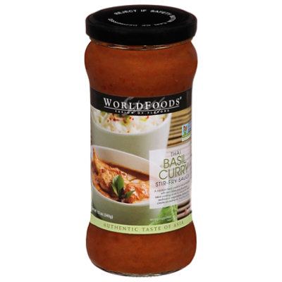 World Foods Cooking Sauce Thai Basil Curry Hot Jar - 12 Oz