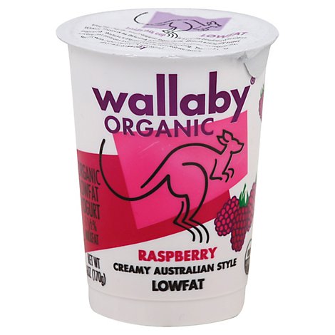 Wallaby Organic Yogurt Lowfat Creamy Australian Style Raspberry - 6 Oz