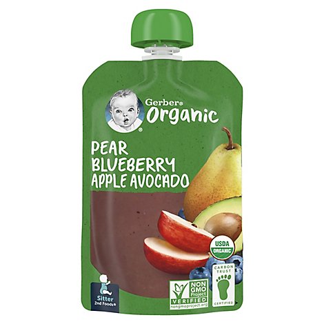 Gerber 2nd Foods Organic Pear Blueberry Avocado Pouch - 3.5 Oz.