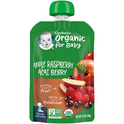 Gerber 2nd Foods Organic Apple Raspberry Acai Berry Baby Food Pouch - 3.5 Oz