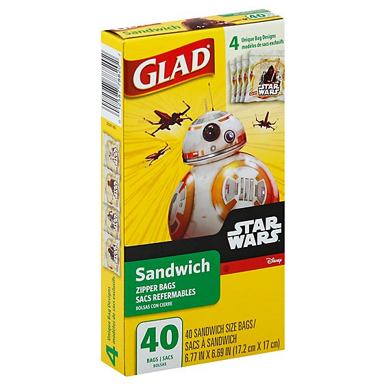 Glad Food Storage Zipper Sandwich Star Wars Force Awakens - 40 Count
