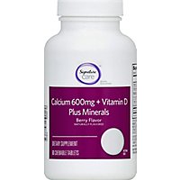 Signature Care Calcium 600mg + Vitamin D Plus Minerals Dietary Supplement Tablet - 60 Count - Image 2