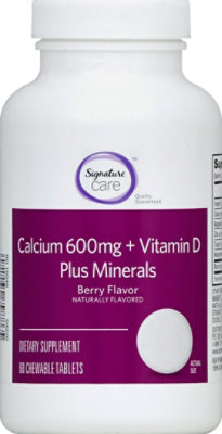 Signature Care Calcium 600mg + Vitamin D Plus Minerals Dietary Supplement Tablet - 60 Count - Image 2