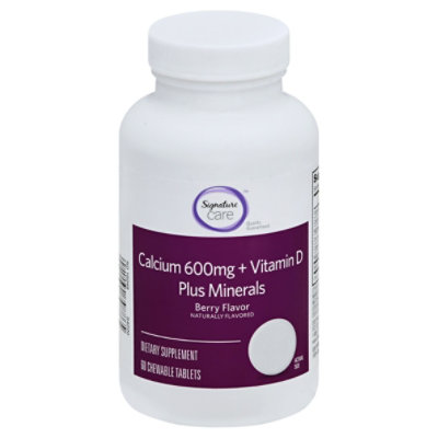 Signature Care Calcium 600mg + Vitamin D Plus Minerals Dietary Supplement Tablet - 60 Count