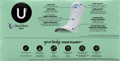 U by Kotex Security Overnight Absorbency Unscented Maxi Feminine Pads - 40 Count - Image 8