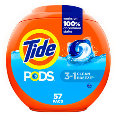 Tide PODS Clean Breeze Liquid Laundry Detergent Pacs - 57 Count - Safeway