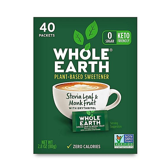Whole Earth Nature Sweet Stevia & Monk Fruit Blend - 40 Count