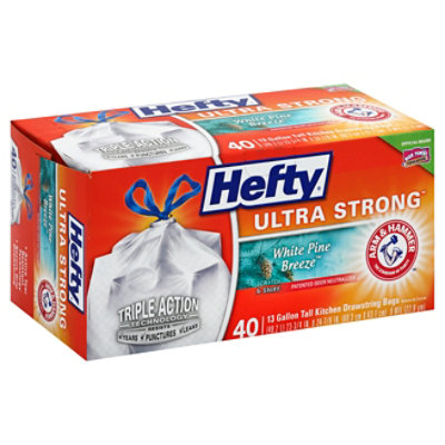 Hefty 13-Gallons Clean Burst White Plastic Kitchen Drawstring Trash Bag  (100-Count) in the Trash Bags department at