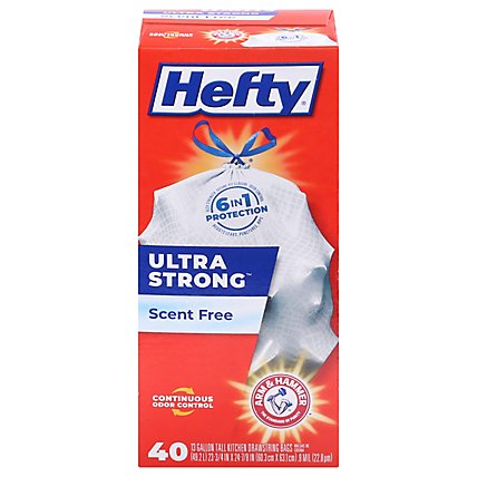 Hefty Trash Bags Drawstring Ultra Strong Tall 13 Gallon Scent Free - 40 Count - Image 3