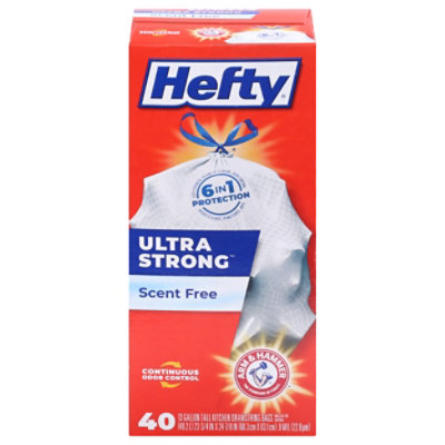 Hefty Trash Bags Drawstring Ultra Strong Tall 13 Gallon Scent Free - 40 Count - Image 3