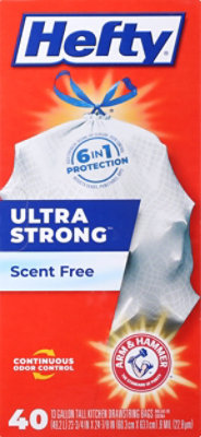 Hefty Trash Bags Drawstring Ultra Strong Tall 13 Gallon Scent Free - 40 Count - Image 4