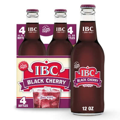 IBC Black Cherry Made with Sugar Soda Glass Bottles - 4-12 Fl. Oz. - Image 1