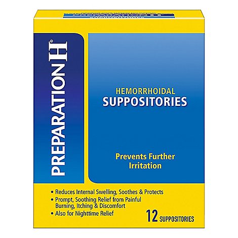 Preparation H Hemorrhoid Treatment Suppositories Burning Itching Discomfort Relief - 12 Count