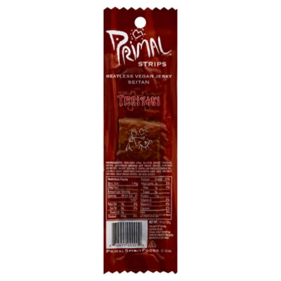 Primal Strips Vegan Jerky Meatless Seitan Teriyaki - 1 Oz - Image 1