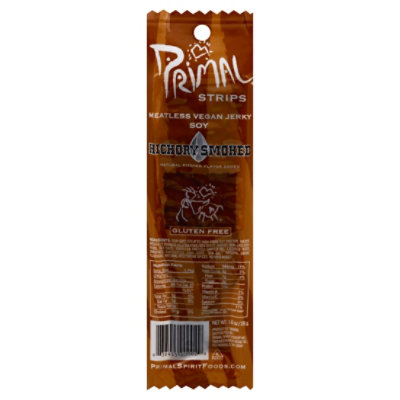 Primal Strips Vegan Jerky Meatless Soy Hickory Smoked - 1 Oz - Image 1