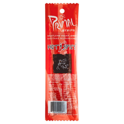 Primal Strips Vegan Jerky Meatless Shiitake Mushrooms Hot & Spicy - 1 Oz - Image 1